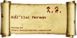 Kállai Herman névjegykártya
