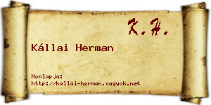 Kállai Herman névjegykártya